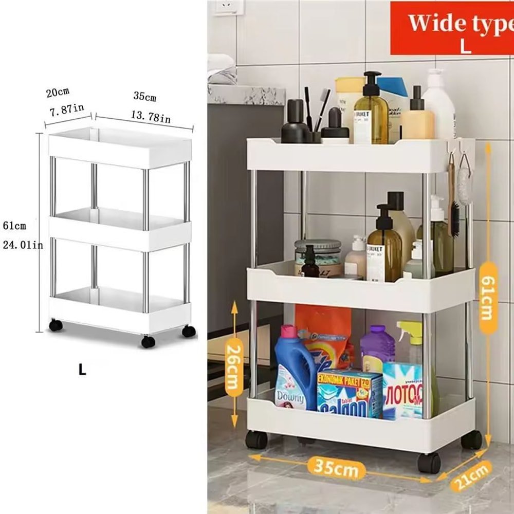SlimSpace 34Tier Rolling Storage Cart Slim SlideOut Organizer Rack For Kitchen Bathroom 8