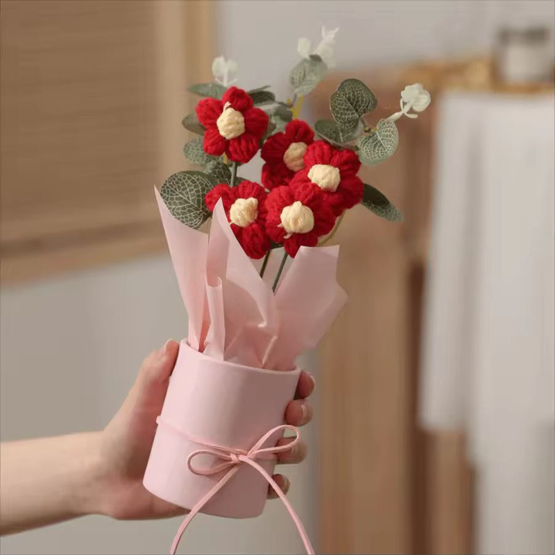 Handmade Crochet Flower Bouquet Everlasting Artificial Yarn Flowers For Home Decor Gifts 5