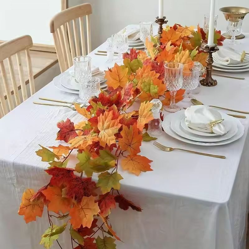Rustic Autumn Maple Leaf Garland Artificial Maple Vine For Home Wedding Seasonal Decor 0