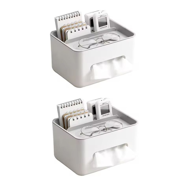 SmartSpace Desktop Organizer Tissue Holder With Drawer Storage 6