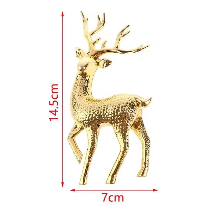 Elegant Gold Deer Statue Luxury Reindeer Figurines For Living Room Christmas Decor 2