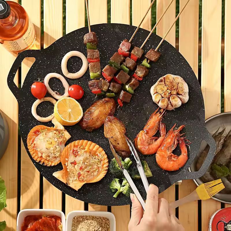 Ultimate Korean BBQ Grill Pan Nonstick Aluminum Round Griddle For Indoor Outdoor BBQ 2