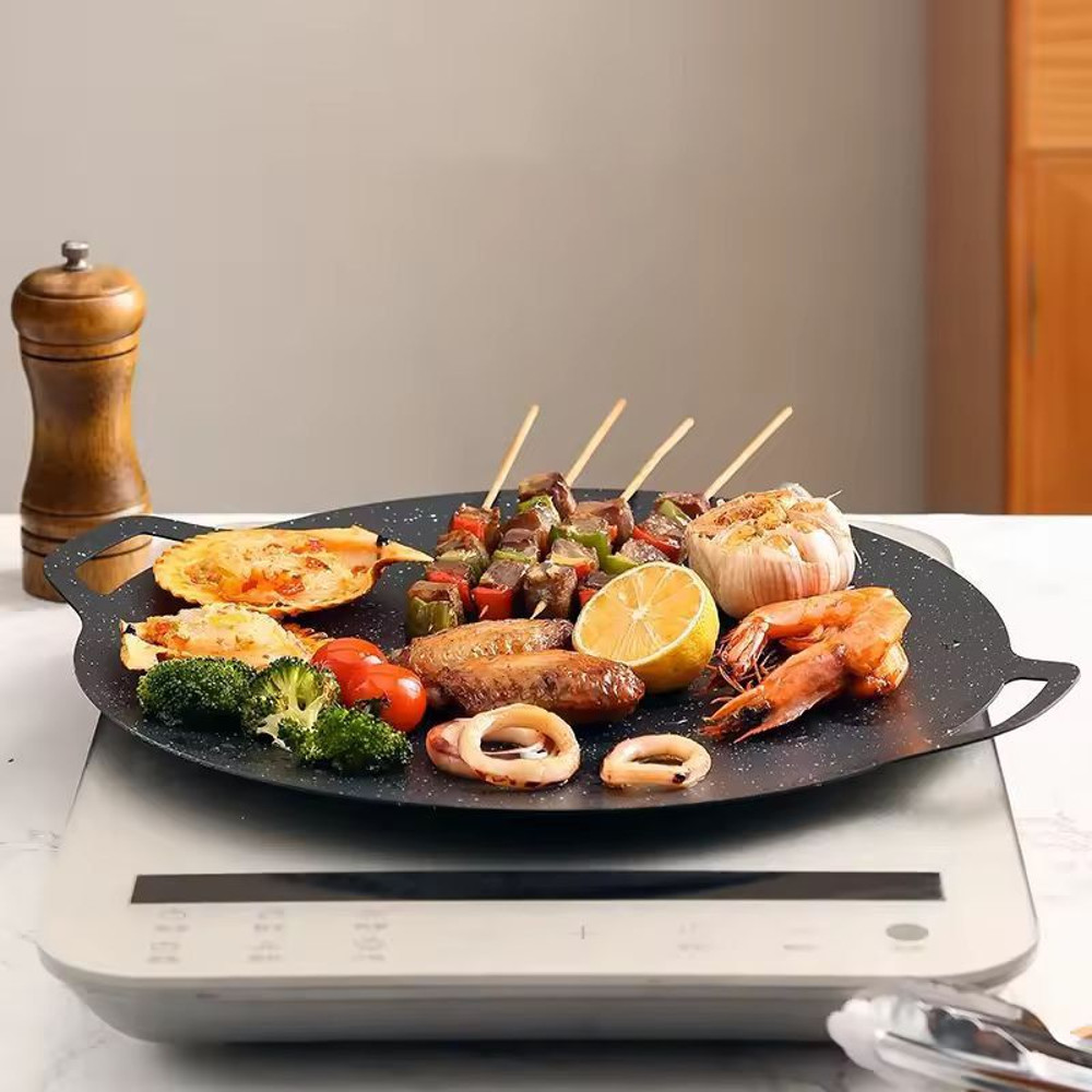 Ultimate Korean BBQ Grill Pan Nonstick Aluminum Round Griddle For Indoor Outdoor BBQ 3