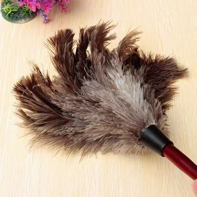 Premium WoodenHandle Ostrich Feather Duster AntiStatic Home Dust Brush 0