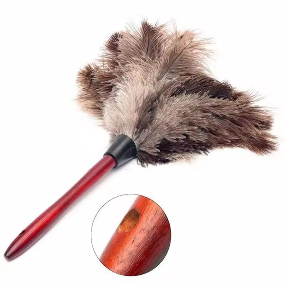 Premium WoodenHandle Ostrich Feather Duster AntiStatic Home Dust Brush 1
