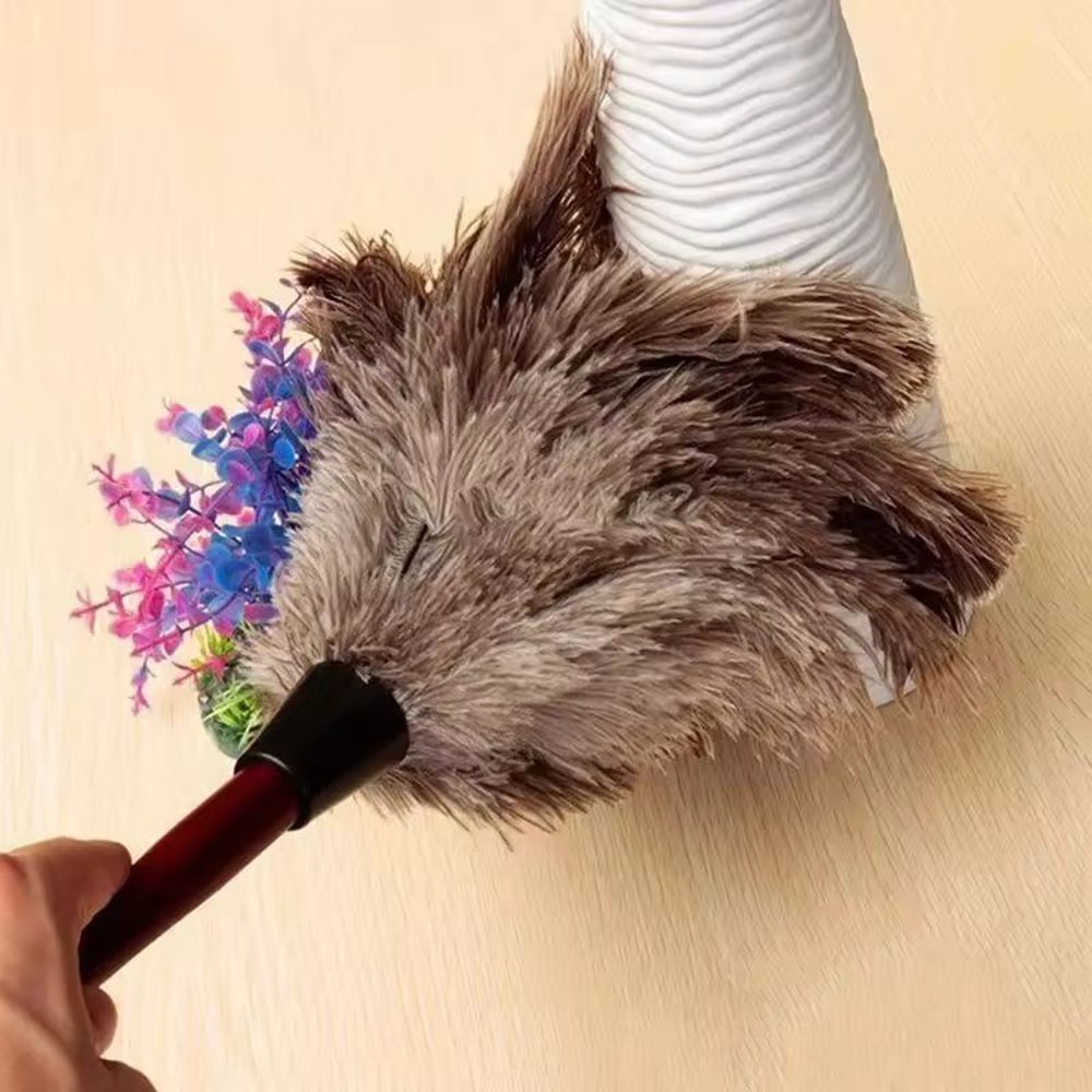 Premium WoodenHandle Ostrich Feather Duster AntiStatic Home Dust Brush 5
