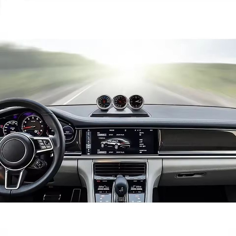 Compact AirVent Car Clock Thermometer Mini Quartz Clock And Hygrometer Gauge 2