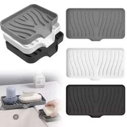 silicone self-draining soap tray – compact soap & sponge holder for bathroom & kitchen