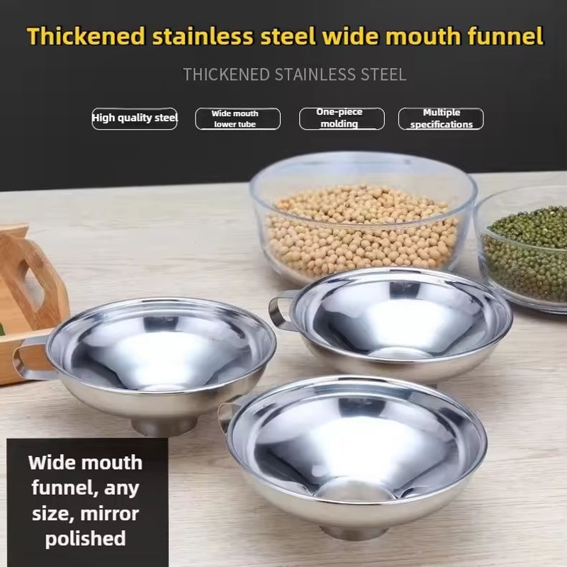 Premium WideMouth Stainless Steel Kitchen Funnel HeavyDuty Canning JamMaking Tool 0