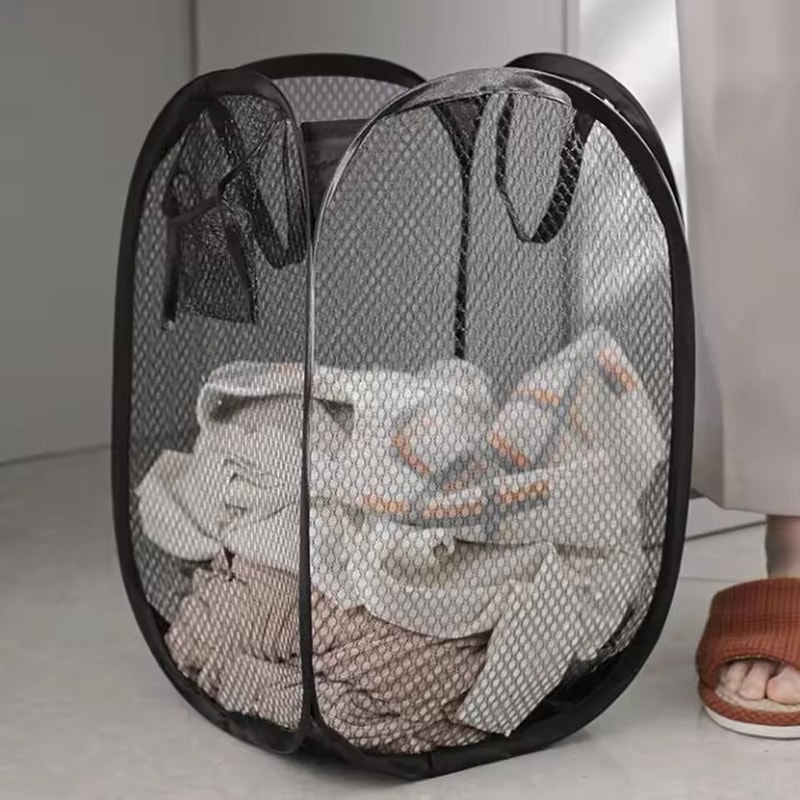 LargeCapacity Foldable Mesh Laundry Basket Dirty Clothes Organizer 1