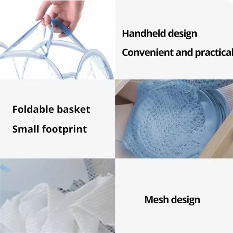 LargeCapacity Foldable Mesh Laundry Basket Dirty Clothes Organizer 3