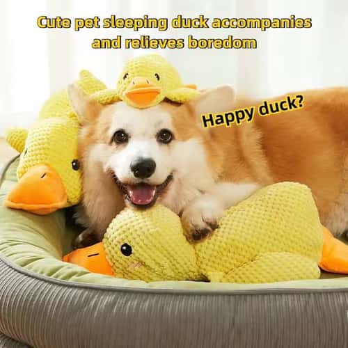 Durable Duck Chew-Resistant Squeaky Plush Toy for Dogs