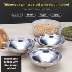 premium stainless steel wide-mouth kitchen funnel - large diameter jar & oil pouring tool