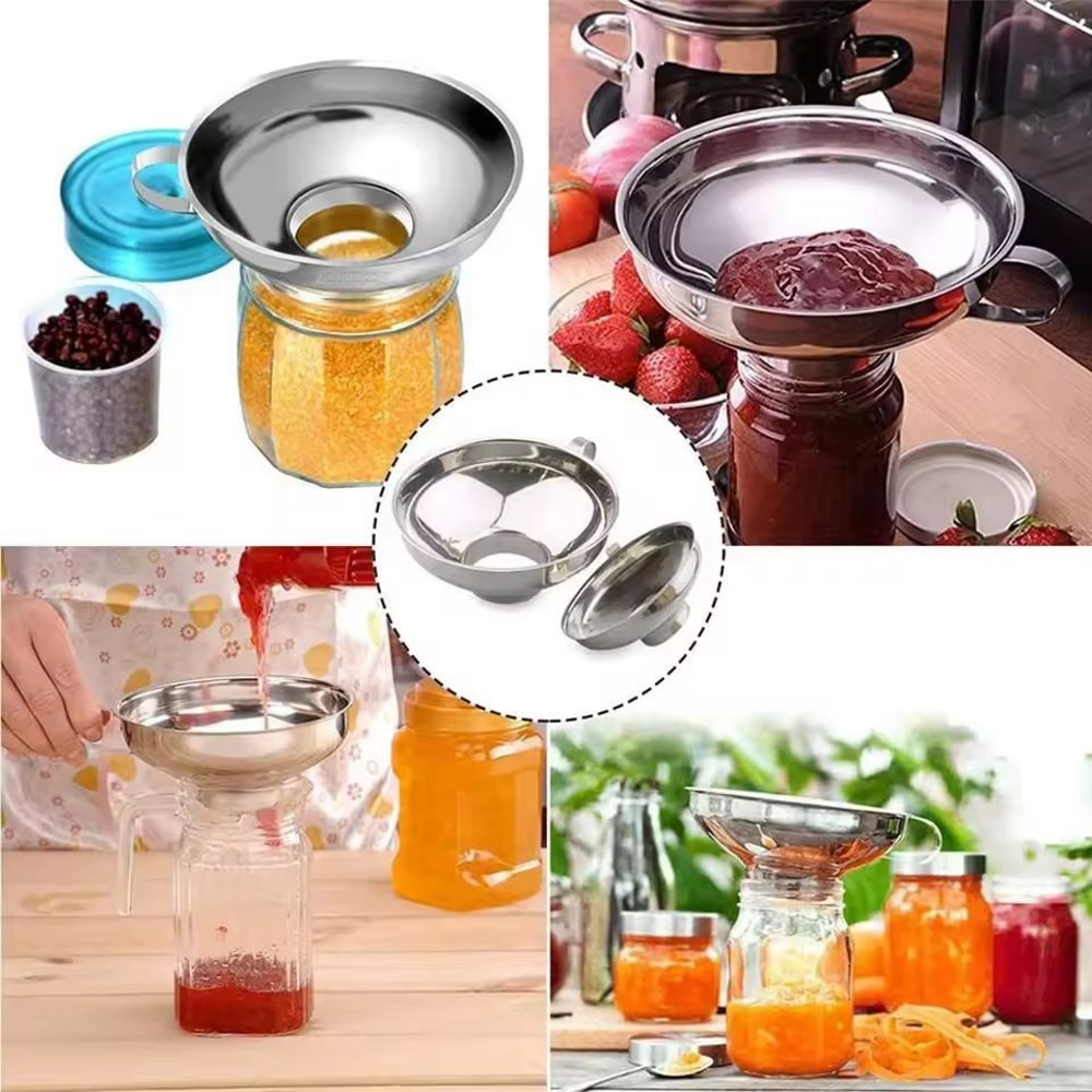 Premium Stainless Steel WideMouth Kitchen Funnel Large Diameter Jar Oil Pouring Tool 2