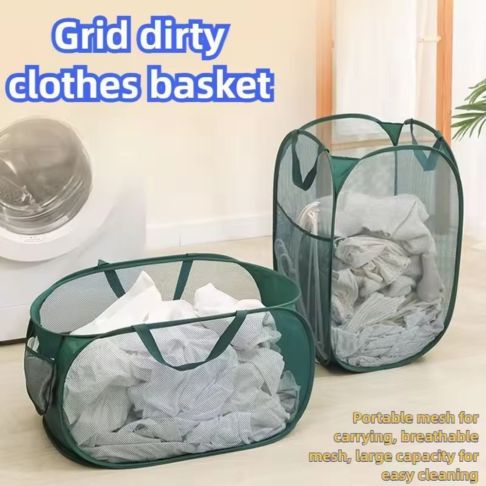 LargeCapacity Foldable Mesh Laundry Basket Handy Laundry Storage Hamper 0
