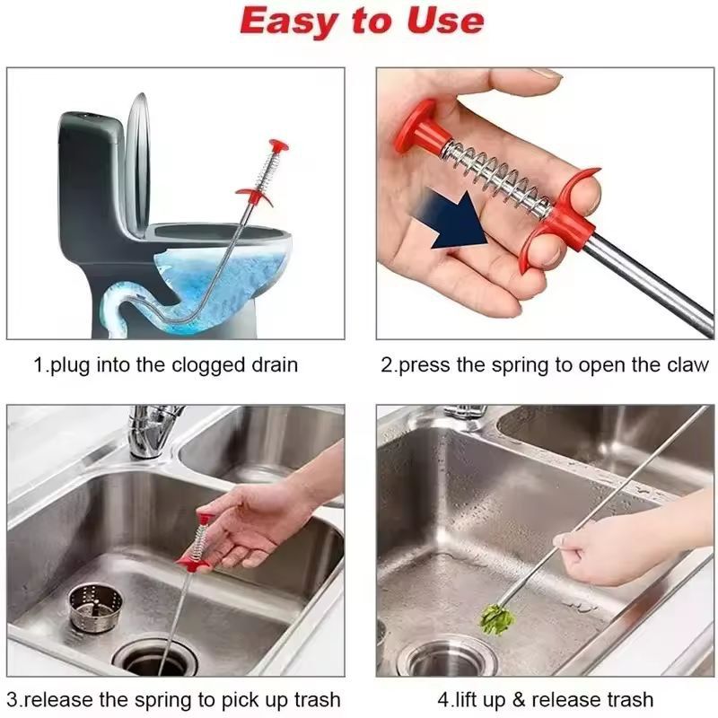 Flexible Drain Snake Tool EasyFlow Spring Hook Drain Cleaner 2