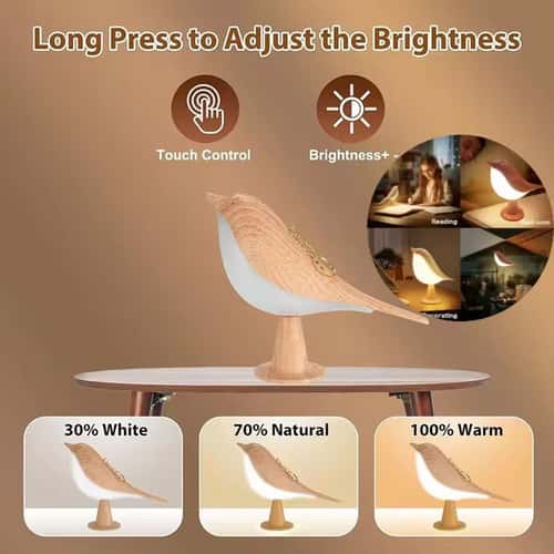 SoftGlow Bird-Shaped Touch Lamp - Rechargeable Wireless Night Light