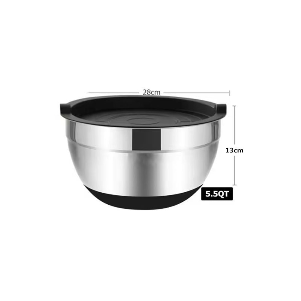 Premium Stainless Steel Mixing Bowl Set With Lids NonSlip Bases 10