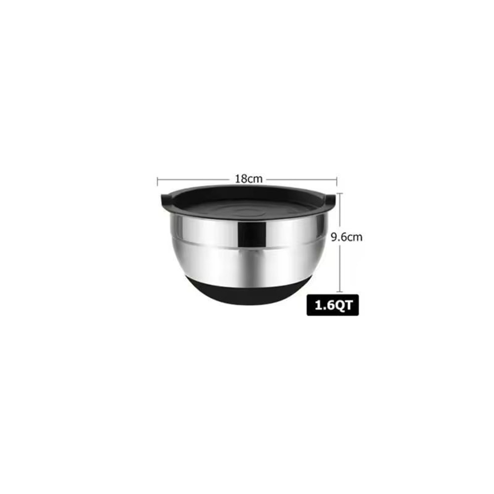 Premium Stainless Steel Mixing Bowl Set With Lids NonSlip Bases 5