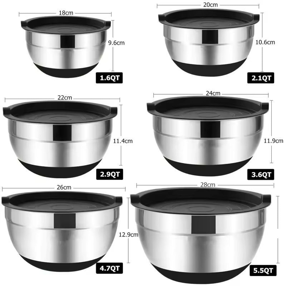 Premium Stainless Steel Mixing Bowl Set With Lids NonSlip Bases 2