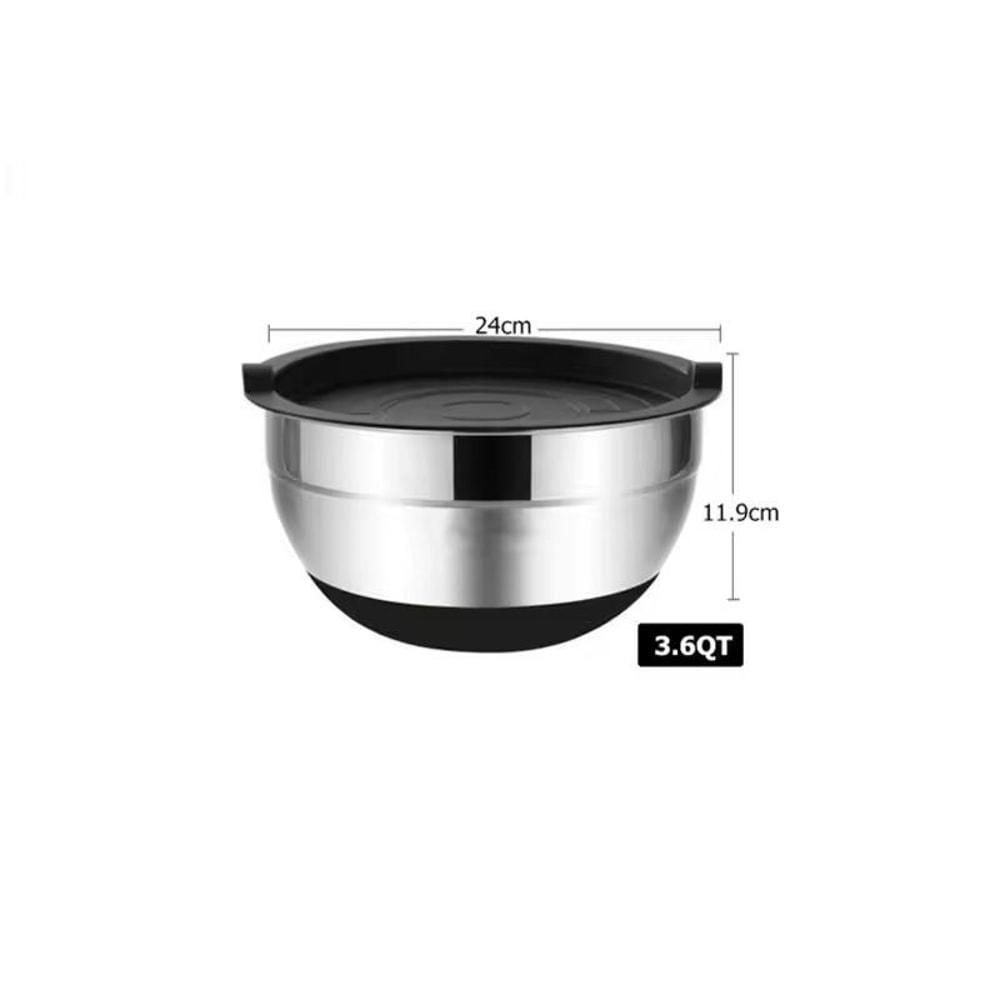 Premium Stainless Steel Mixing Bowl Set With Lids NonSlip Bases 8