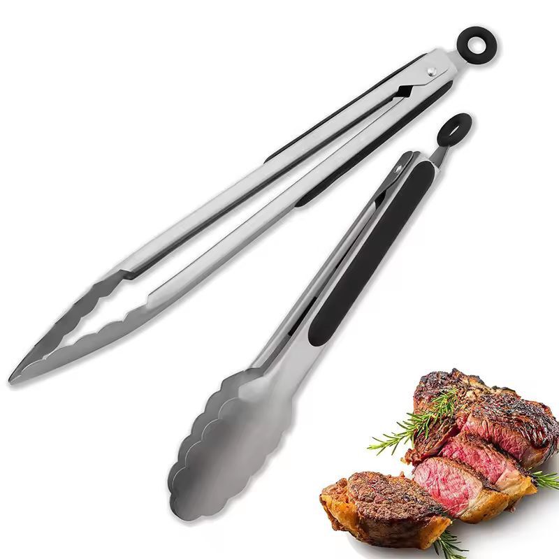 Premium LMETJMA Stainless Steel Kitchen BBQ Tongs NonSlip HeatResistant Grill Salad Tongs 0