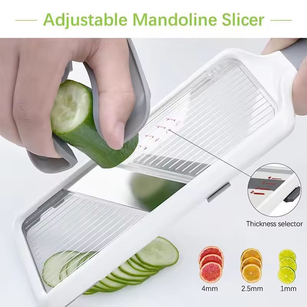 LMETJMA Adjustable Mandoline Vegetable Slicer Cheese Grater 0