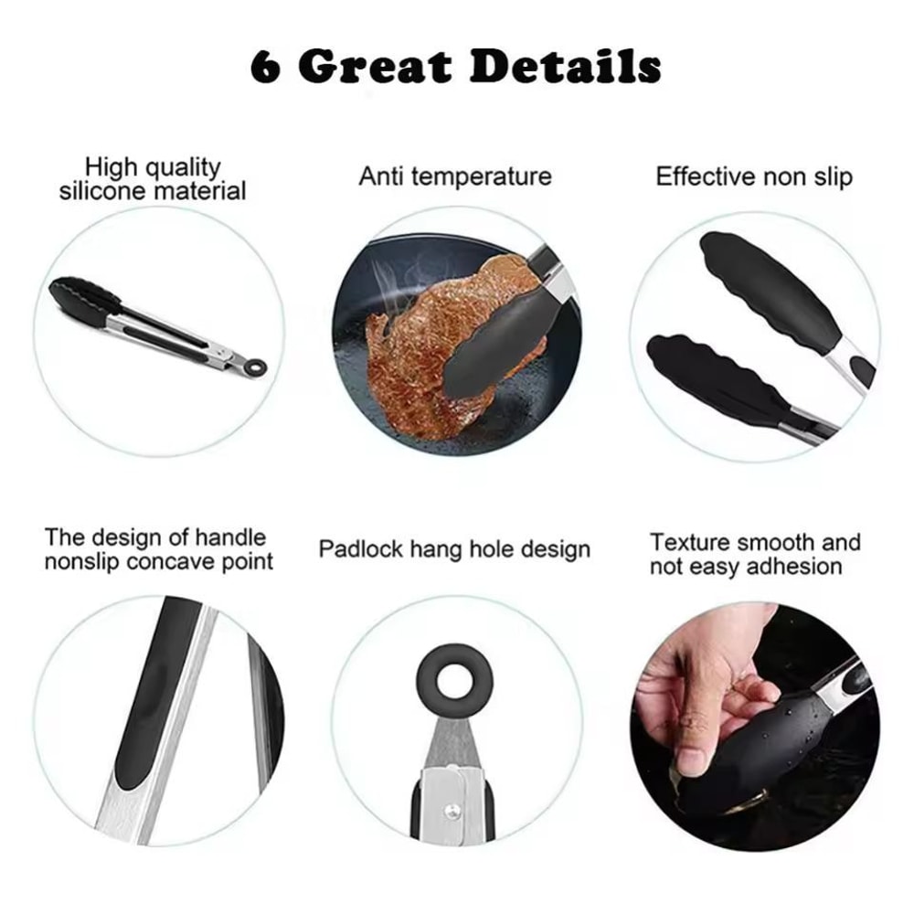 LMETJMA Premium Silicone Cooking Tongs 9 12 NonStick BPAFree HeatResistant BBQ Tongs 3