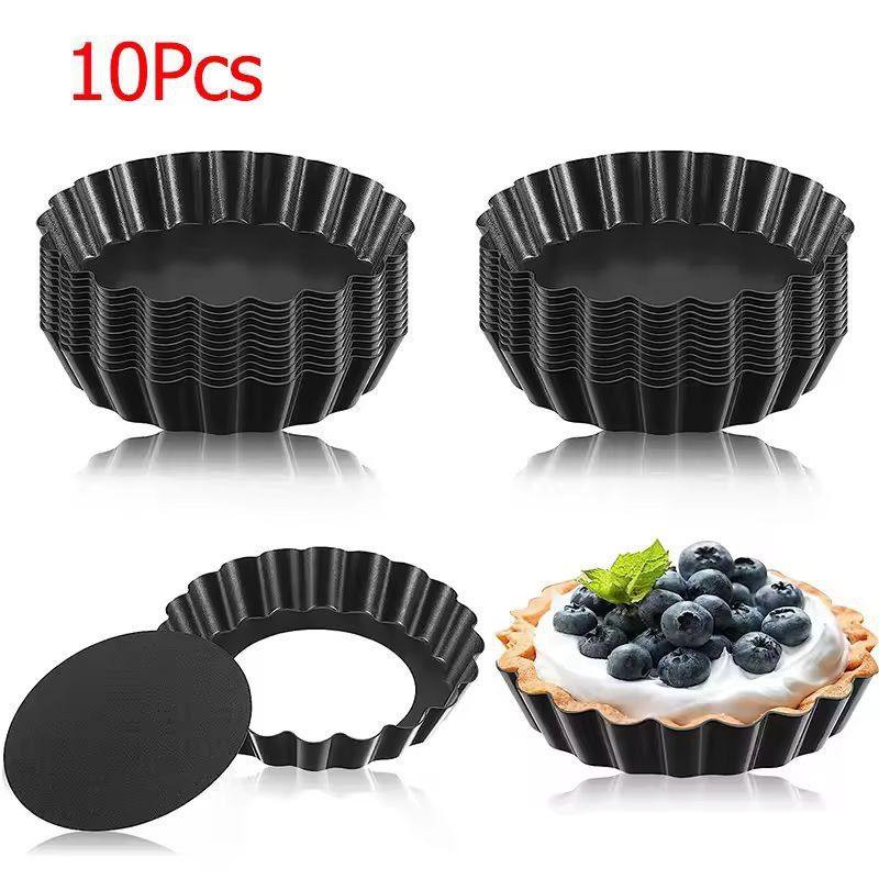 LMETJMA 8 Cm Nonstick Mini Tart Pans RemovableBottom Egg Tart Cupcake Molds 9