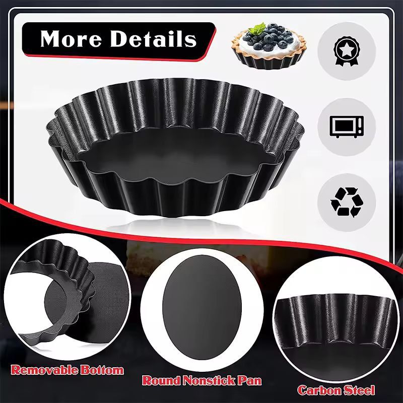 LMETJMA 8 Cm Nonstick Mini Tart Pans RemovableBottom Egg Tart Cupcake Molds 1