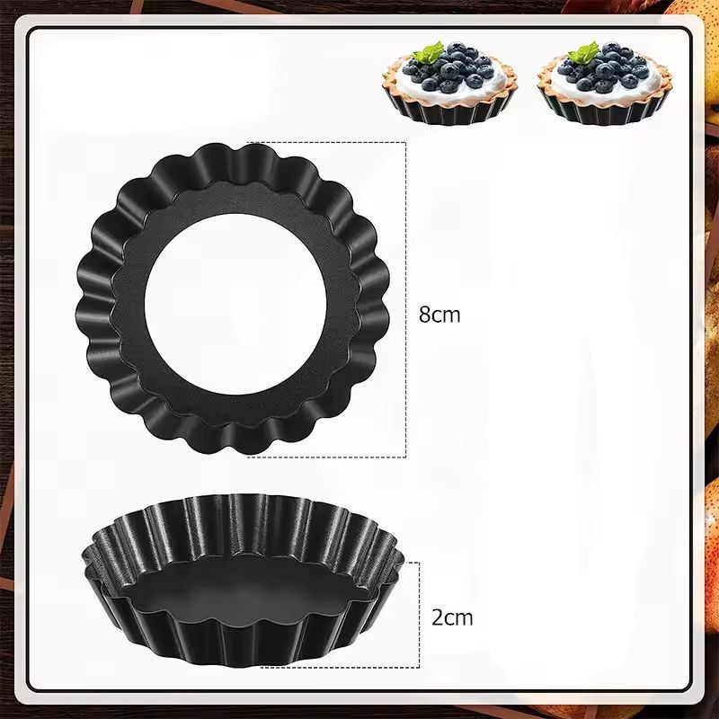 LMETJMA 8 Cm Nonstick Mini Tart Pans RemovableBottom Egg Tart Cupcake Molds 3