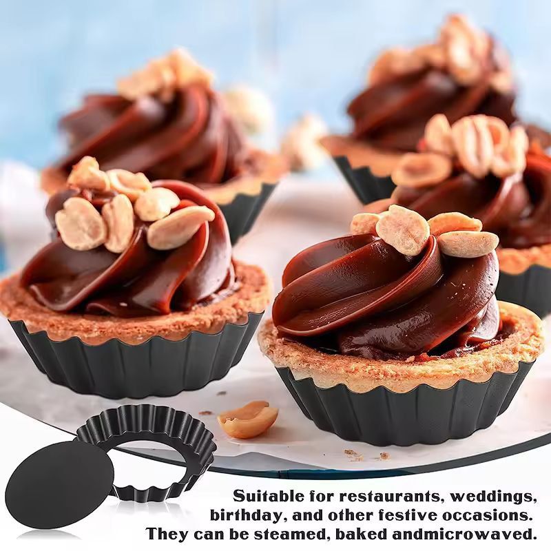 LMETJMA 8 Cm Nonstick Mini Tart Pans RemovableBottom Egg Tart Cupcake Molds 5