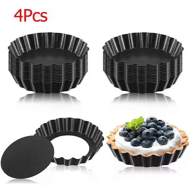 LMETJMA 8 Cm Nonstick Mini Tart Pans RemovableBottom Egg Tart Cupcake Molds 6