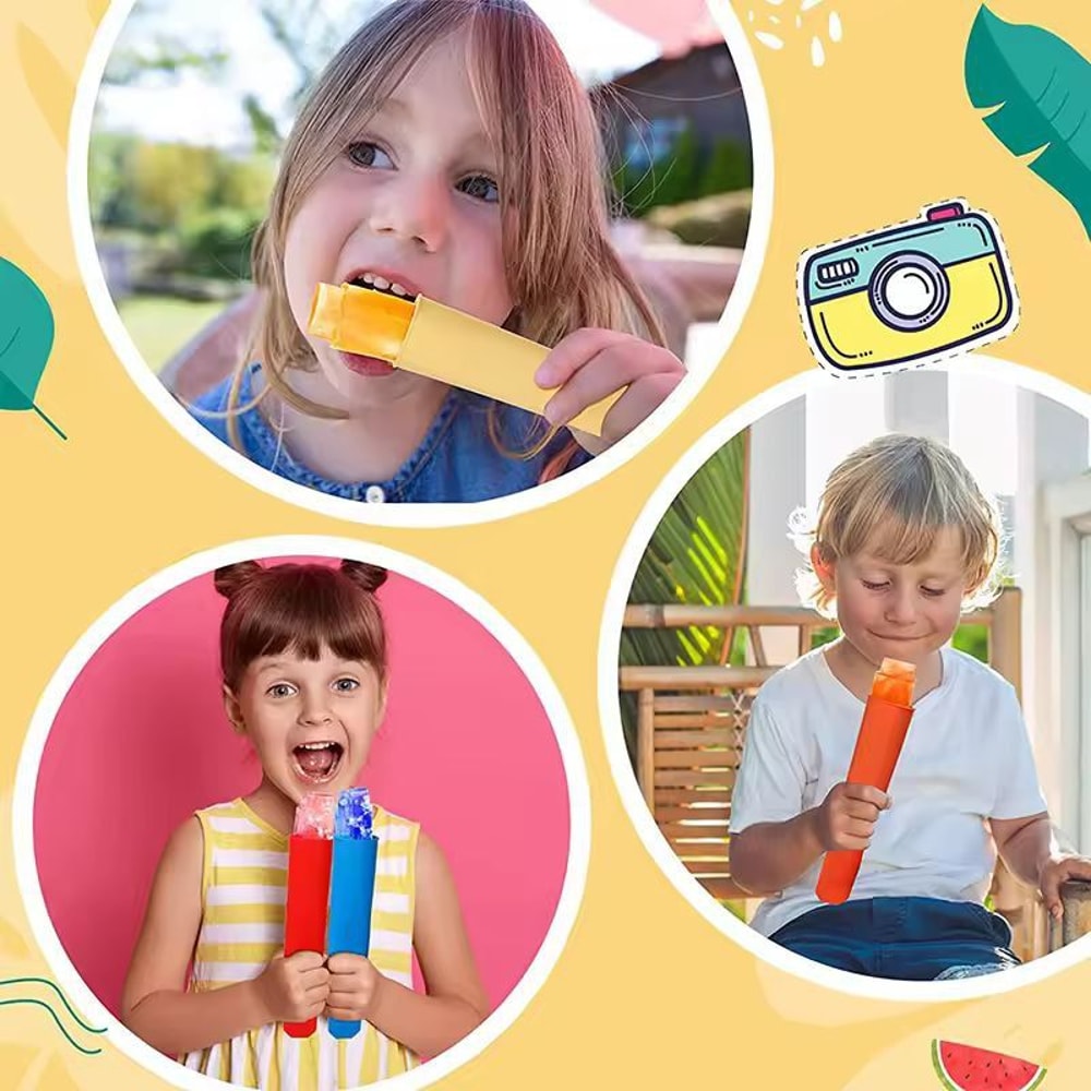 HealthySilk Reusable Silicone Ice Lolly Mold Kids Family Popsicle Maker 5