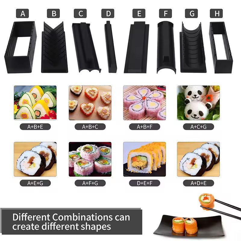 HomeChef 10Piece Sushi Maker Kit Easy DIY Sushi Mold Rice Roll Press 2