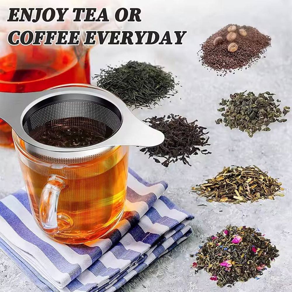 Elegant Stainless Steel Loose Leaf Tea Infuser Large Mesh Basket With Double Handles Lid 5