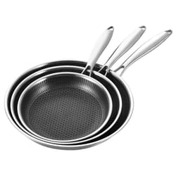 premium stainless-steel hybrid nonstick frying pan - pfoa-free skillet