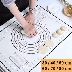 premium silicone kneading & rolling dough mat - large non-stick pastry surface with measurement guides