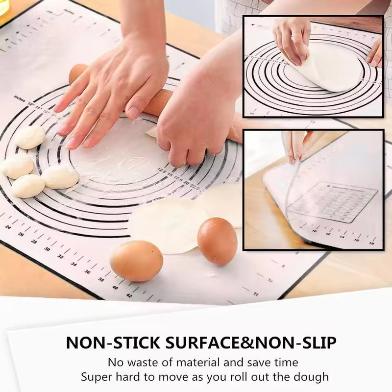 Premium Silicone Kneading Rolling Dough Mat Large NonStick Pastry Surface With Measurement Guides 2