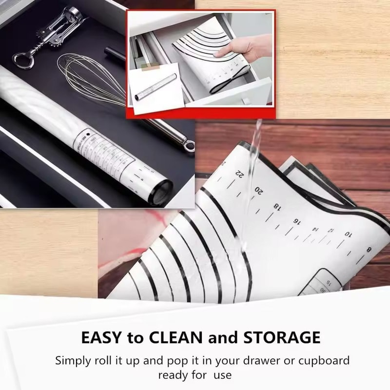 Premium Silicone Kneading Rolling Dough Mat Large NonStick Pastry Surface With Measurement Guides 4