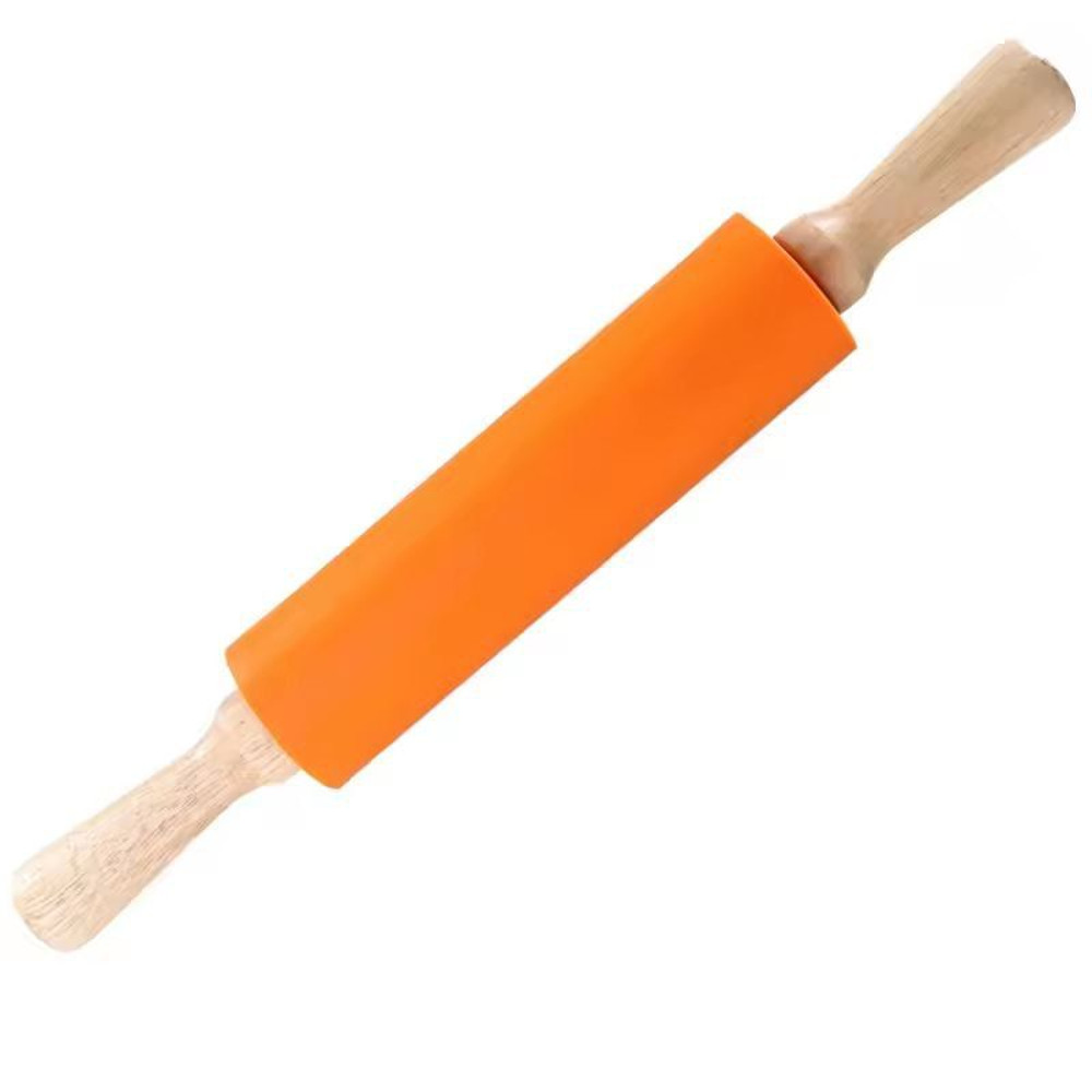 SiliconeCoated NonStick Rolling Pin With Wooden Handles Easy Dough Roller Pastry Tool 7