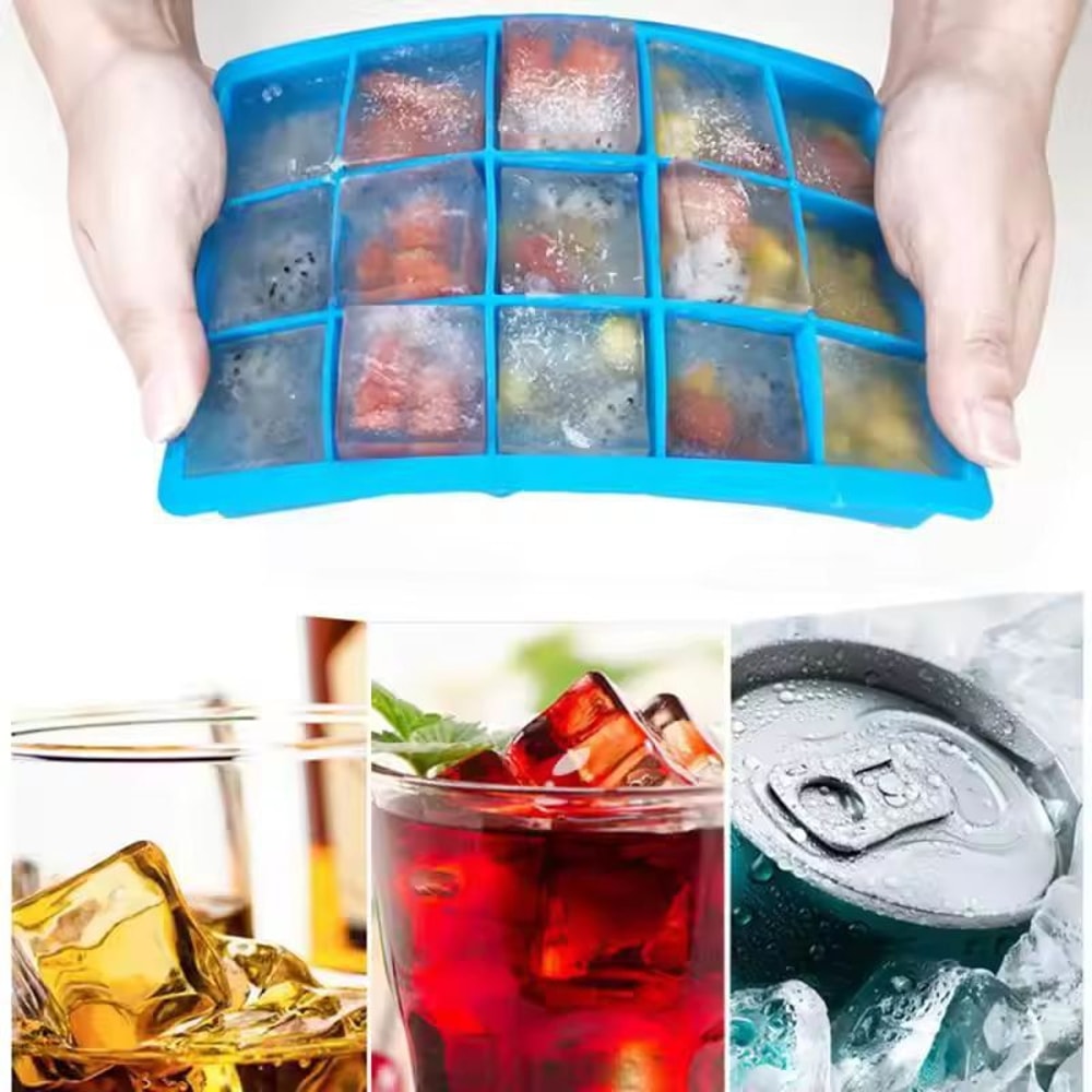 Venlohome Premium 24Cube Silicone Ice Tray With Lid FoodSafe Ice Drink Mold 0