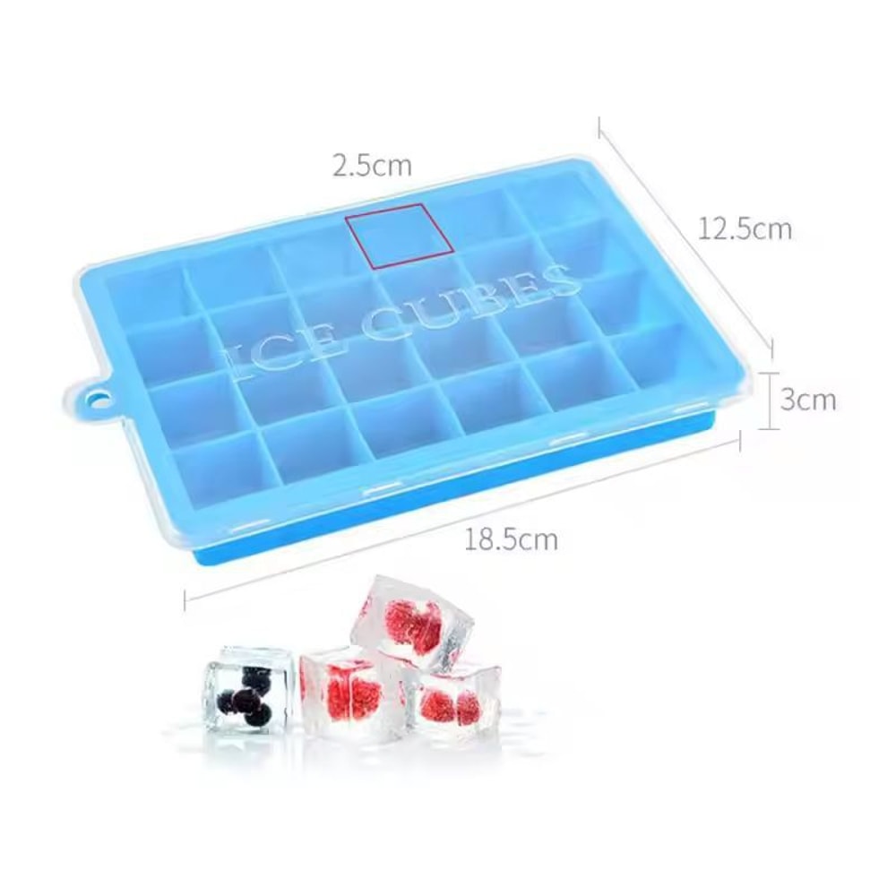 Venlohome Premium 24Cube Silicone Ice Tray With Lid FoodSafe Ice Drink Mold 2