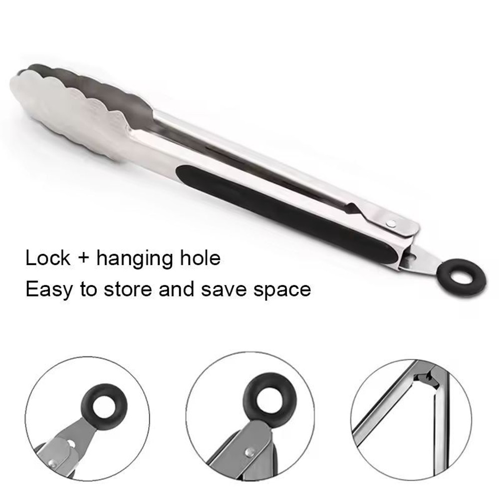 Premium Stainless Steel BBQ Kitchen Tongs 91216 Locking Grill Tool 2