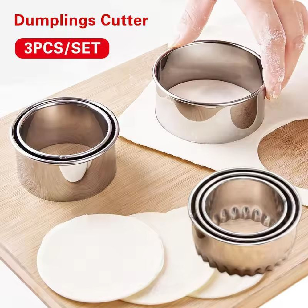 Premium 3Piece Stainless Steel Round Dough Cookie Cutter Set 0