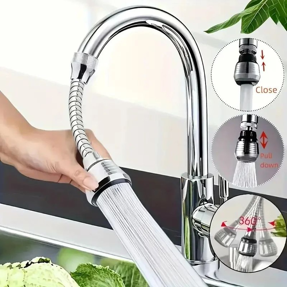 AquaFlex 360 Swivel Faucet Extender DualMode AntiSplash Aerator For Kitchen Bathroom 0