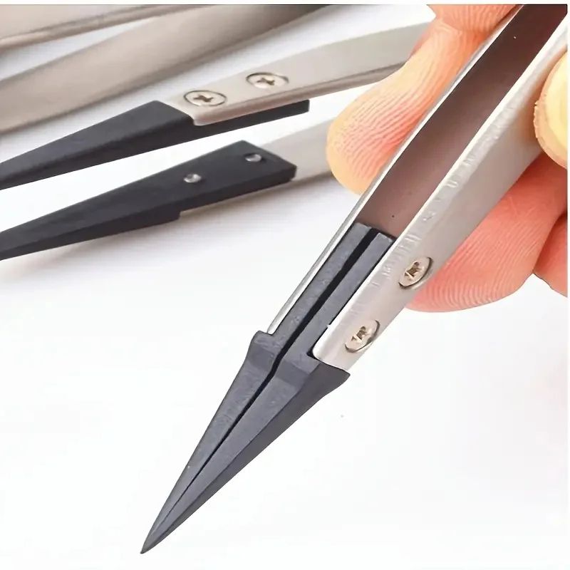 HeavyDuty ESD Safe Precision Tweezers AntiStatic Stainless Steel For Electronics Jewelry Repair 0