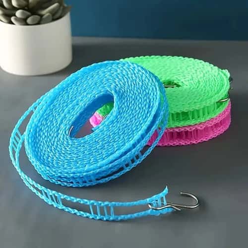 Compact Windproof Retractable Clothesline - Portable 5 m Laundry Line for Home, Travel & Camping