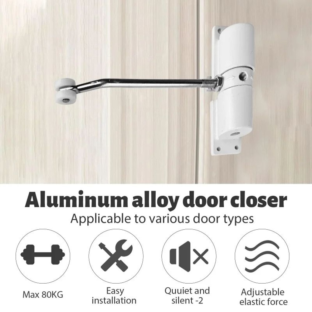 HeavyDuty 180 Automatic Door Closer Silent Adjustable SelfClosing Hinge 1