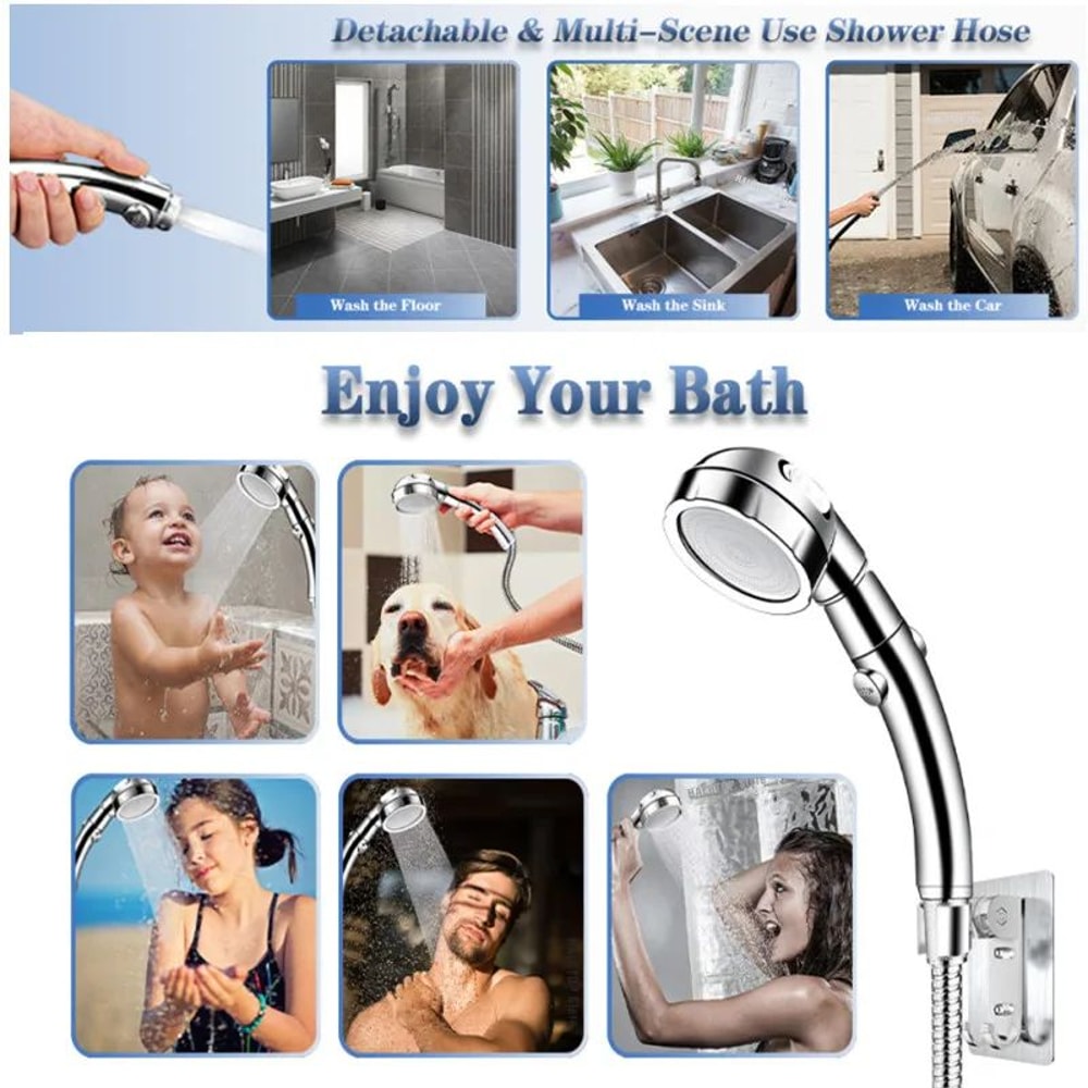 Detachable 3Mode HighPressure Handheld Rain Shower Head 5